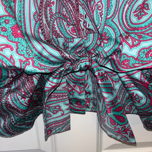 Jones New York Aqua Red Paisley Print Tie-Front Shirt XL - Picture 2 of 7